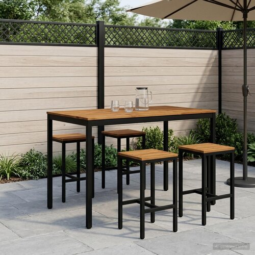 VidaXL Stol za bar u vrtu NAARDEN Prirodna i crna 147 x 88 5 x 105 cm - Prirodna i crna 147 x 88 5 x 105 cm Slike
