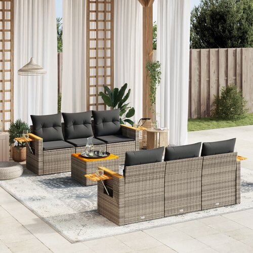 VidaXL 7-dijelni set vrtnih sofa sivi od poliratana Slike