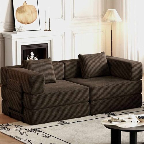 Atelier Del Sofa Minimalist trosed na razvlačenje 190 cm, braon Slike