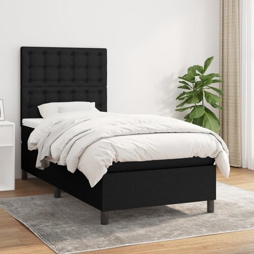 vidaXL Box spring postelja z vzmetnico črna 100x200 cm blago Cene
