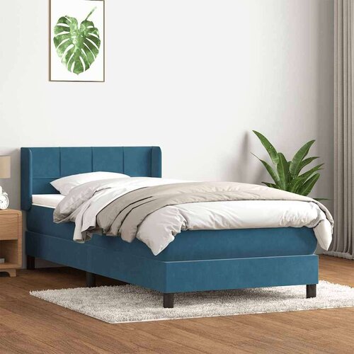 Box spring postelja z vzmetnico temno modra 80x220 cm žamet, (21792808) Cene