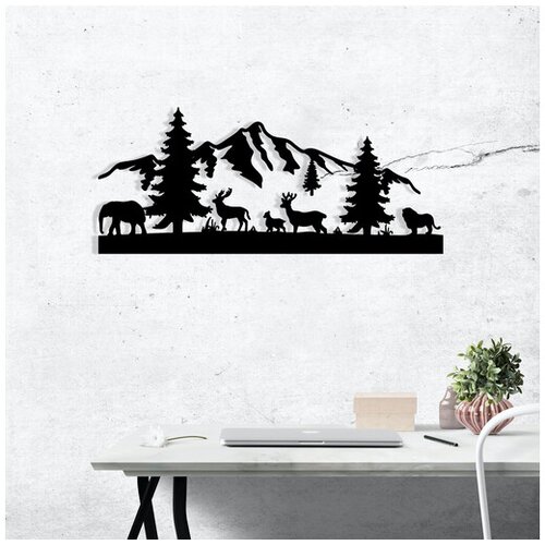 Wallity Zidna dekoracija Planina, 70 x 30 cm, Crna Cene