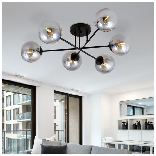  Luster na &scaron;ipci ROMA 6xE14/10W/230V crna/dimljena Cene