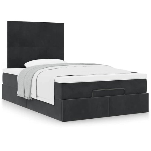 VidaXL Otomanski krevet s madracima crni 120x200 cm bar&amp;scaron;unasti Slike
