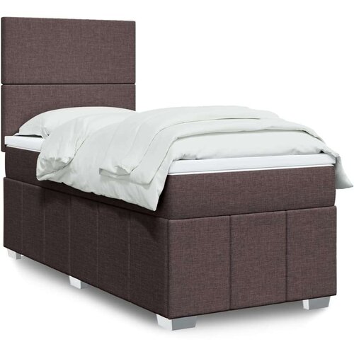  Box spring postelja z vzmetnico temno rjava 90x200 cm blago, (21291974) Cene