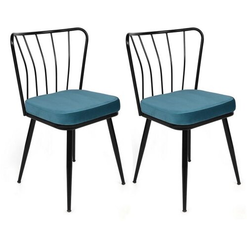 Hanah home Yıldız-952 V2 BlueBlack Chair Set (2 Pieces) Cene