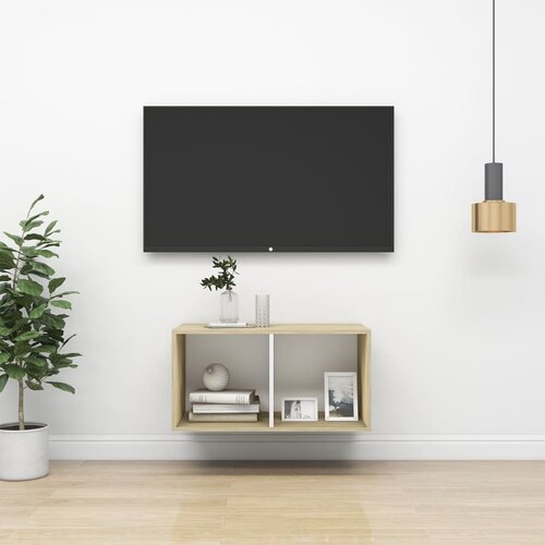 The Living Store Stenska TV omarica sonoma hrast in bela 37x37x72 cm iverna pl. - TV Omarica, (21374734) Cene