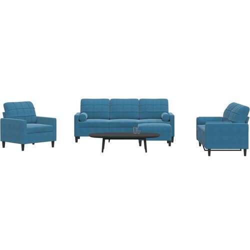 VidaXL 4-dijelni set sofa s jastucima plavi bar&amp;scaron;unasti Slike