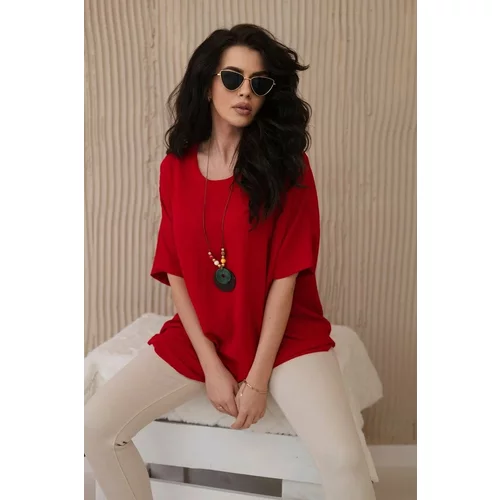 Kesi Oversized blouse with red pendant