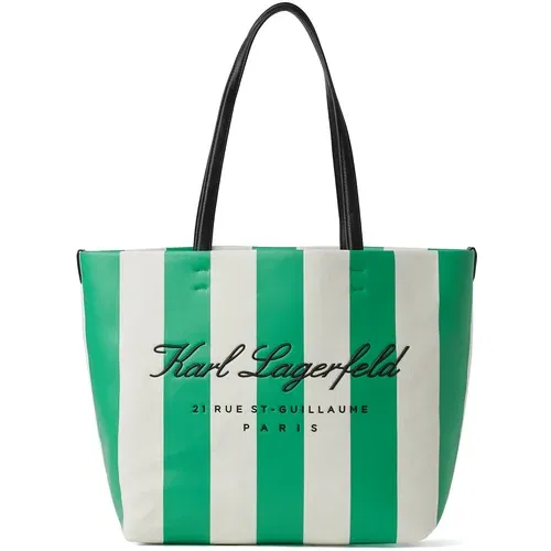 Karl Lagerfeld Nakupovalna torba žad / črna / bela