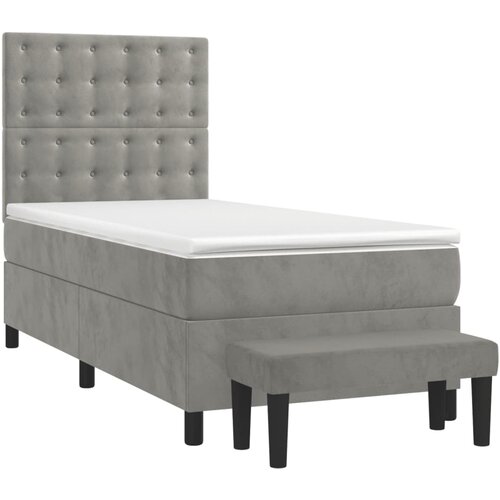 Maison Chic Box spring postelja - Vzmetna postelja z vzmetnico svetlo siva 90x200 cm žamet SL20629, (21893473) Cene