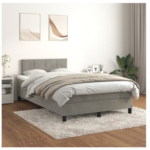  Box spring postelja z vzmetnico svetlo siva 120x200 cm žamet Cene