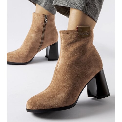 Gemre Beige elegant block-heeled ankle boots Serbadone Cijene