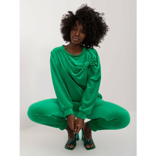 Fashion Hunters green casual velour set with sweatshirt Slike
