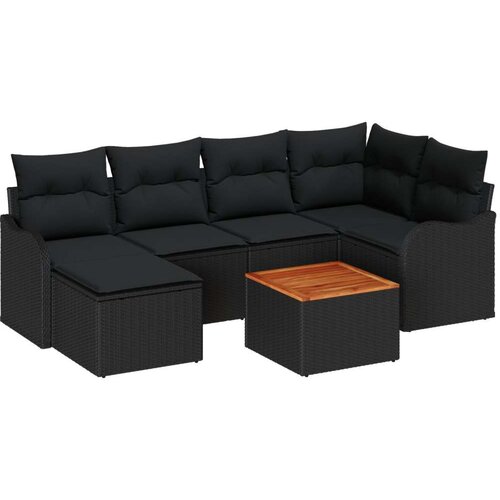  Set vrtnih sofe s jastučićima Crna Poli ratan Akacija dvosed s pohranom i jastučićima Crna Poli ratan Cene