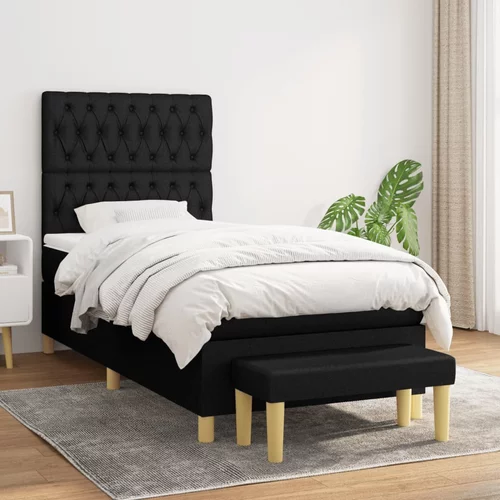 vidaXL Box spring postelja z vzmetnico črna 100x200 cm blago
