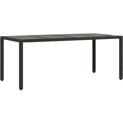  Vrtni stol sa staklenom pločom crni 190x90x75 cm od poliratana Slike