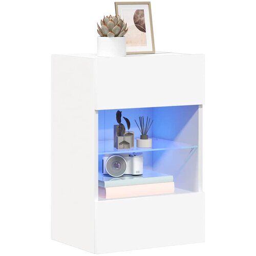  Zidni ormarići s LED svjetlima za TV 2 kom bijeli 40x30x60,5 cm Slike