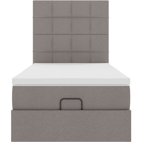 VidaXL otomanski okvir kreveta s madraca smeđesivi 100x200cm tkanine Slike