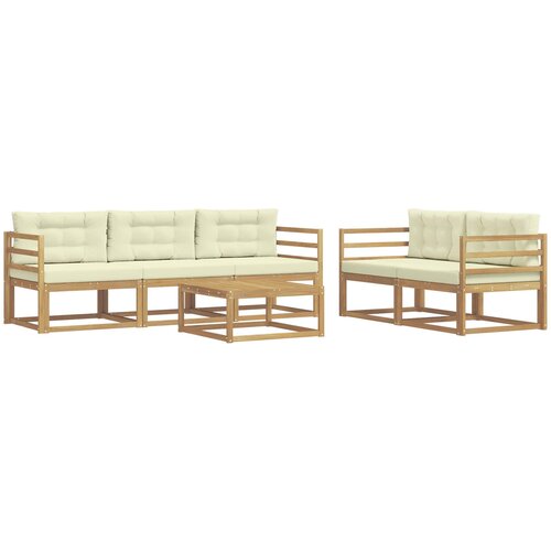  Set vanjskih sofa s jastukom 6 pcs Bijela i krem Slike
