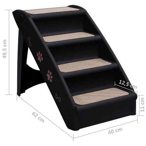 VidaXL Zložljive stopnice za pse črne 62x40x49,5 cm Slike