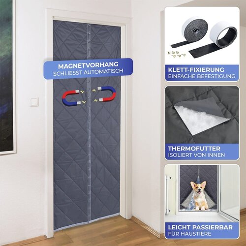 Maximex Siva/u srebrnoj boji termo izolacijska zavjesa za vrata 80x200 cm &amp;ndash; Slike