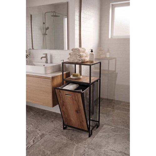Hanah home korpa za ve&scaron; Neva, 40 cm, atlantski bor / crna Cene
