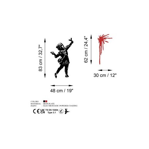 Opviq Zidna dekoracija Banksy Metal 09, 48x83 cm i 30x62 cm, 1,5 mm, Crna Slike