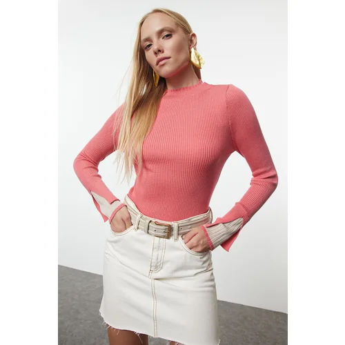 Trendyol Pink Premium Quality Color Block Knit Sweater