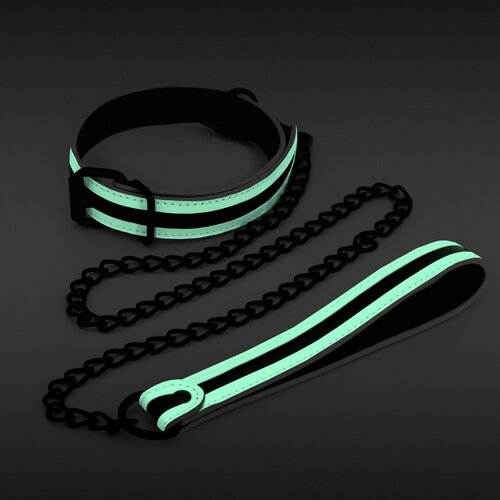 Ns Novelties GLO In The Dark Bondage Collar and Leash Cene