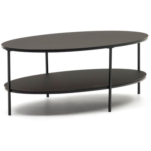 Kave Home Črna mizica s stekleno mizno ploščo 65x110 cm Fideia – Cene