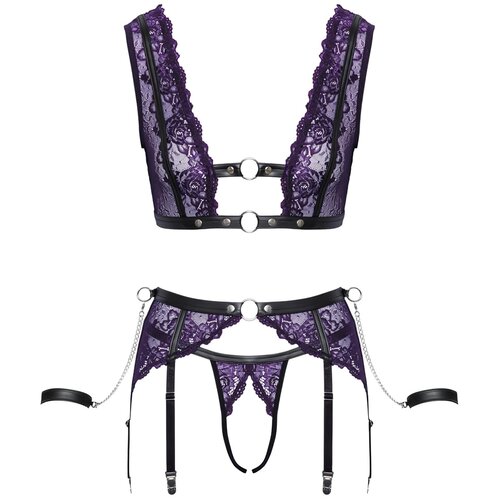 Cottelli Bondage Elegant Floral Bralette Set 2214440 Purple XL Slike