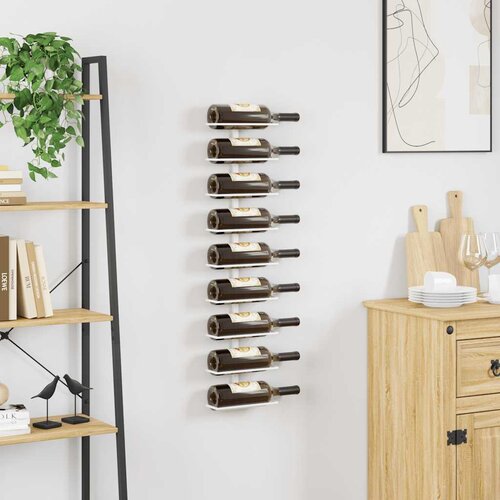  Zidni stalak za vino za 9 boca bijeli željezni Slike