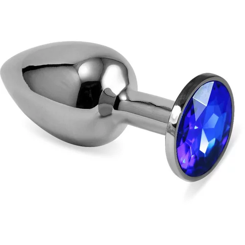 Lovetoy Silver Plug Rosebud Classic s temno modro velikostjo dragulja S, (21079013)
