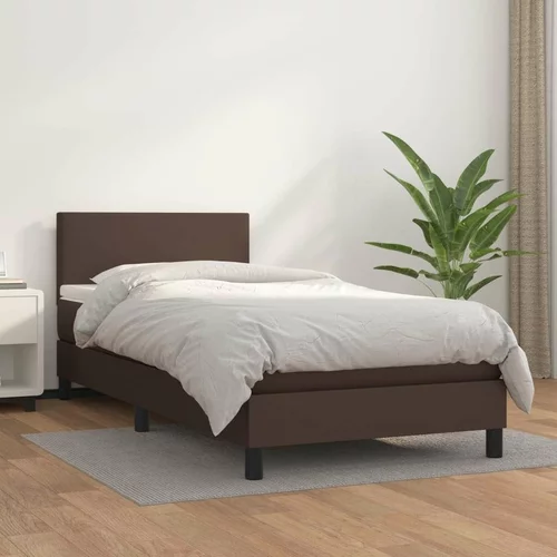  Box spring postelja z vzmetnico rjav 100x200 cm umetno usnje, (20724594)