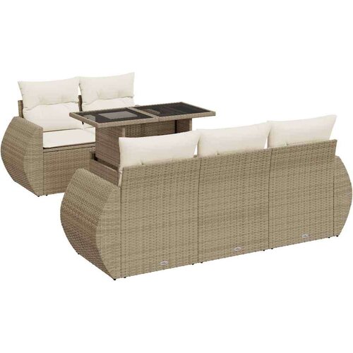 VidaXL 6-dijelni set vrtnih sofa s jastucima bež od poliratana Slike