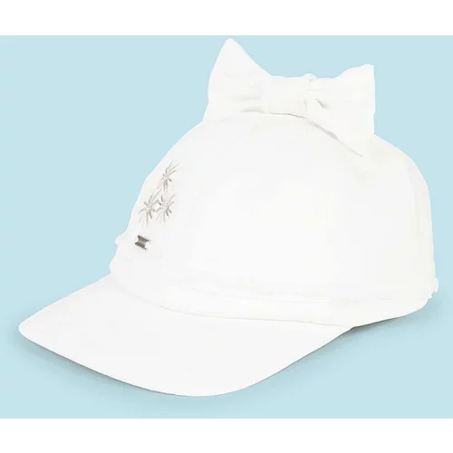 Mayoral Otroška bombažna bejzbolska kapa bela barva