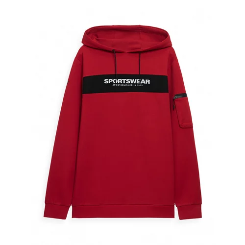 4f Sportska sweater majica tamno crvena / crna / bijela