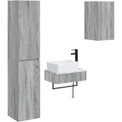  Set namje&amp;scaron;taja za kupaonicu 3 kom. Siva Sonoma 33 x 34.5 x 160 cm Slike