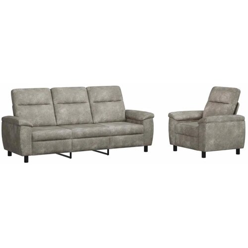  Set sofe 2 pcs Svjetlosiva Umetnička suknja koža - Svjetlosiva 1 sjedalo + trosjed Slike