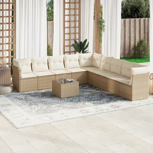  10-dijelni set vrtnih sofa s jastucima bež od poliratana Cene