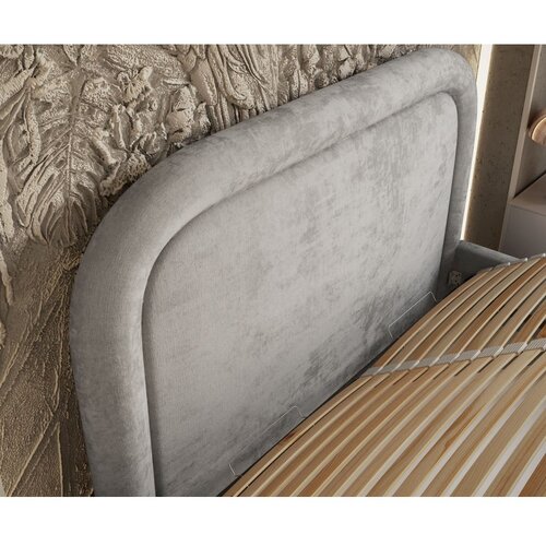 Maison de R&amp;ecirc;ve Svijetlo sivi tapecirani bračni krevet s prostorom za odlaganje s podnicom 160x200 cm Mija &amp;ndash; Slike