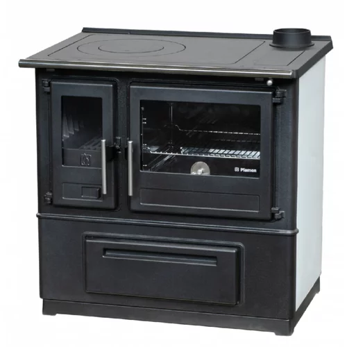 Plamen štednjak na drva slavonac n (8 kw, kapacitet grijanja prostorije: 160 m³, pećnica desno, crno-bijele boje)