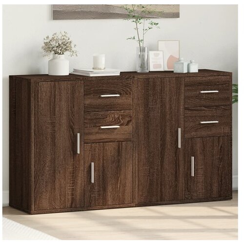 VidaXL Komoda 2 kosa rjavi hrast 60x31x70 cm inženirski les Slike