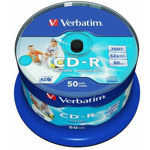 Verbatim medij CD-R Wide Printable NO-ID Surface 50PK 43438 CD-R AZO 700MB 52X Cene