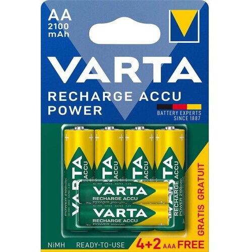 Varta -567R2USO set od 6 punjive nimh baterije 4xAA 2100mAh + 2xAAA 800mAh, Ready2use, cena po 1 kom. Slike