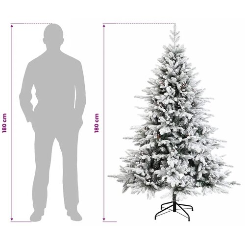  Umjetno božićno drvce s nogom 180 cm PVC i metal - Zelena i bijela 180 cm bez LED svjetala Slike