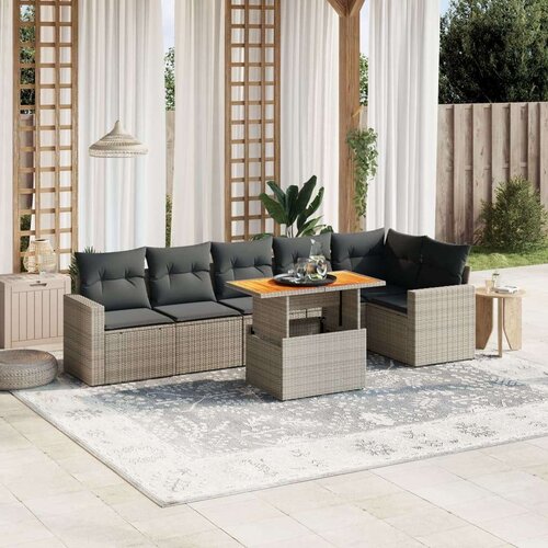 vidaXL 7-dijelni set vrtnih sofa sivi od poliratana Cijene