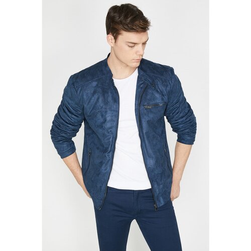 Koton Men's Navy Blue Patterned Jacket Slike