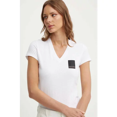 Armani_Exchange Bombažna kratka majica ženski, bela barva